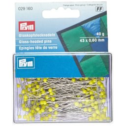 PRYM üvegfejű gombostű, 43mm, 40g, sárga, 029160