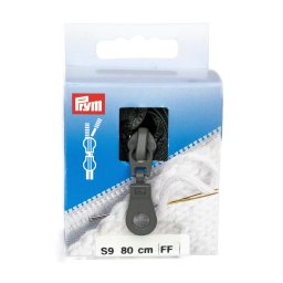 PRYM cipzár kötött ruhanemükbe, 2 kocsis, 80cm, szürke, 478880-002