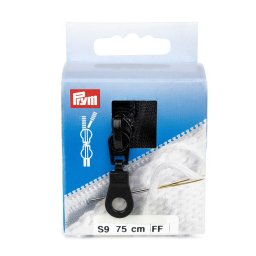 PRYM cipzár kötött ruhanemükbe, 2 kocsis, 75cm, fekete, 478875-000