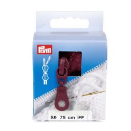 PRYM cipzár kötött ruhanemükbe, 2 kocsis, 75cm, burgundi, 478875-750