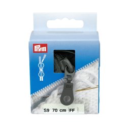 PRYM cipzár kötött ruhanemükbe, 2 kocsis, 70cm, szürke, 478870-002