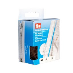 PRYM cipzár kötött ruhanemükbe, bontható, 60cm, barna, 478960-881