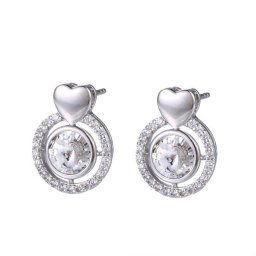 Swarovski kristályos kör és szív fülbevaló