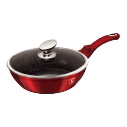 Berlinger Haus Serpenyő üvegfedővel 24 cm márvány bevonattal Burgundy Edition BH/1259N
