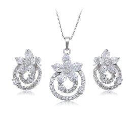 Cirkónia virágos, kristályos menyasszonyi ékszerszett