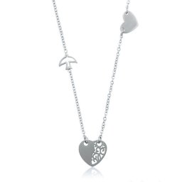 Szív és fecske díszes nemesacél nyaklánc