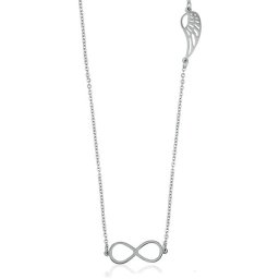 Acél nyaklánc infinity és angyalszárny dísszel