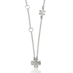 Szerencsehozó nemesacél nyaklánc, szív és puzzle charmokkal