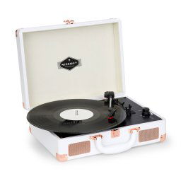Nostalgy By Auna Peggy Sue retró lemezjátszó, gramofon, USB, AUX, fehér/rózsaszínes arany (TTS6-Peggy Sue RG)