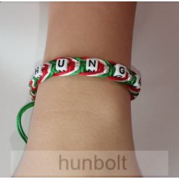 Fonott nemzeti HUNGARY kockás karkötő - zöld