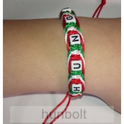 Fonott nemzeti HUNGARY kockás karkötő - piros