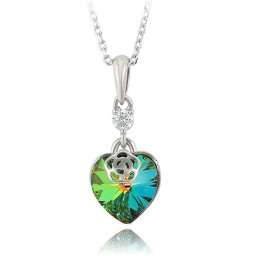 Szív & rózsa, szivárvány Swarovski kristályos nyaklánc - Vitrail medium