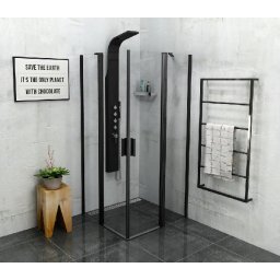 POLYSAN ZOOM LINE BLACK nyĂ­lĂł sarok zuhanykabin, 900x900 mm, transzparent, fekete (ZL5415B)