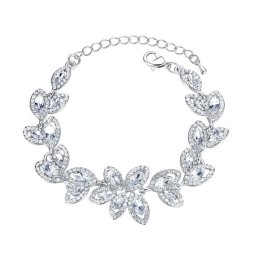 Exkluzív, levél díszes alkalmi karkötő kristályokkal