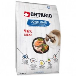 ONTARIO Cat Longhair Duck&Salmon 6,5kg ( száraztáp hosszúszőrű macskáknak)