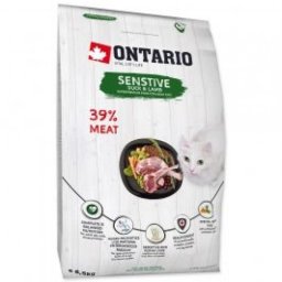 ONTARIO Cat Sensitive Duck&Lamb 6,5kg (száraztáp érzékeny bőrű és emésztésű macskáknak)