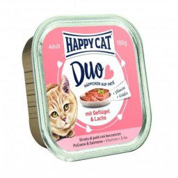 HAPPY CAT DUO PÁSTÉTOMOS FALATKÁK SZÁRNYAS-LAZAC 12x100g