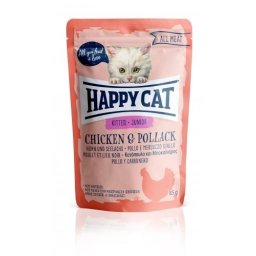 HAPPY CAT POUCH HÚS JUNIOR CSIRKE-TŐKEHAL 24x85g