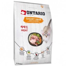 ONTARIO Cat Shorthair Duck&Chicken 6,5kg (száraztáp rövidszőrű macskáknak)
