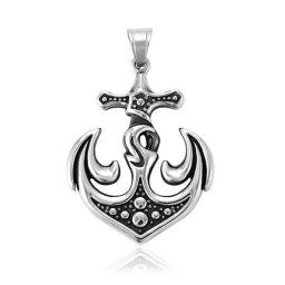 Antik hatású, nemesacél anchor medál