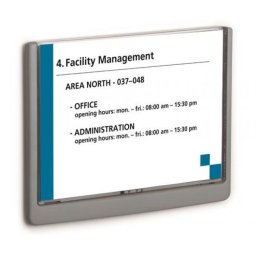 Információs tábla, 148,5x210 mm, DURABLE \CLICK SIGN\, szürke
