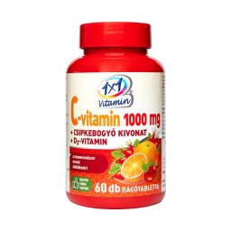 1x1 Vitamin C-vitamin 1000 mg + D3-vitamin narancs ízű rágótabletta csipkebogyó kivonattal 60x