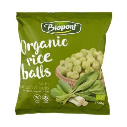 Biopont bio extrudált rizsgolyók spenótos-póréhagymás 60g