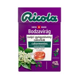 Ricola svájci gyógynövény cukorka bodzavirágos cukormentes 40g