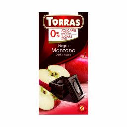 Torras cukor és gluténmentes almás étcsokoládé 75g