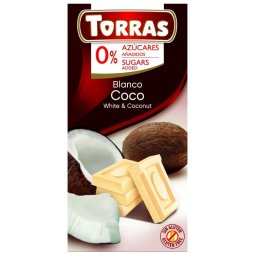 Torras Kókuszos Fehércsokoládé cukormentes gluténmentes 75 g