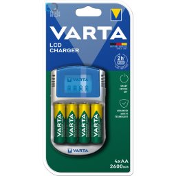 Varta 57070 LCD Charger + 4 AA 2.600mAh LCD akkutöltõ 2 órás töltés+12V aurós adapter + USB