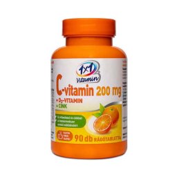 1x1 Vitamin C-vitamin 200 mg + D3-vitamin + Cink narancsízű rágótabletta 90x