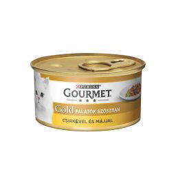 GOURMET GOLD Falatok szószban Csirkével és májjal nedves macskaeledel 85g