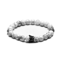 Fehér Howlit Fekete Cirkónia Köves Korona Ásvány Karkötő