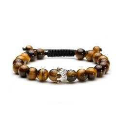 Tigrisszem Ezüst Cirkónia Köves Koronás Ásvány Karkötő