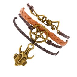 Három medálos Odaát bőr karkötő