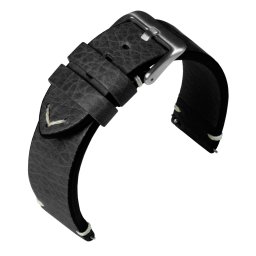 Eulit Retro bőr óraszíj, fekete 22mm