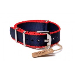 Edelwolle prémium Nato óraszíj, sötétkék/piros, 20mm