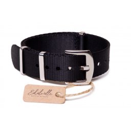 Edelwolle prémium Nato óraszíj, fekete, 18mm