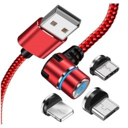 Mágneses töltő 360 IPHONE / MICRO USB / C USB 3 az 1-ben