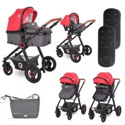 Lorelli Alexa SET babakocsi mózessé alakítható sport résszel - Cherry Red 2021