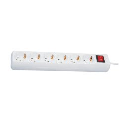 GAO Asztali elosztó 6-os kapcsolóval, 1.4m, 3x1.5, fehér 250V, 16A, 1.4m, H05VV-F 3x1.5 mm², IP20