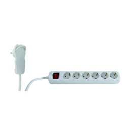 GAO Asztali elosztó 6-os kapcsolóval, 2m, 3x1.5, fehér, lapos dugóval 250V, 16A, 2.0m, H05VV-F 3x1.5 mm², IP20