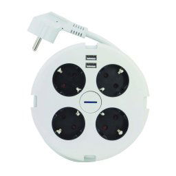 GAO Asztali elosztó "PowerDisc" 4-es kapcsolós, 1.4m, 2db USB-vel