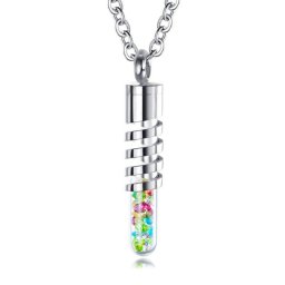 Talizmán nemesacél nyaklánc színes kristályokkal