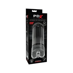 PDX Elite Extender Pro - akkus, szívó-rezgő maszturbátor (fekete)