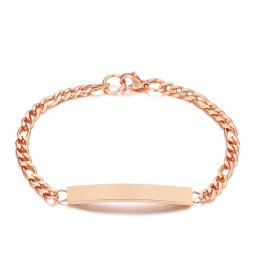 Nemesacél karkötő rozé arany bevonattal - gravírozható elemmel