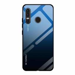 Gradient Glass színátmenetes Huawei P30 Lite tok edzett üveg hátlappal (fekete-kék)