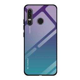 Gradient Glass színátmenetes Huawei P30 Lite tok edzett üveg hátlappal (zöld-lila)