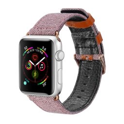 Dux Ducis Litchi légáteresztő Apple Watch óraszíj bőr belsővel, fém csattal (rózsaszín) - 38/40mm